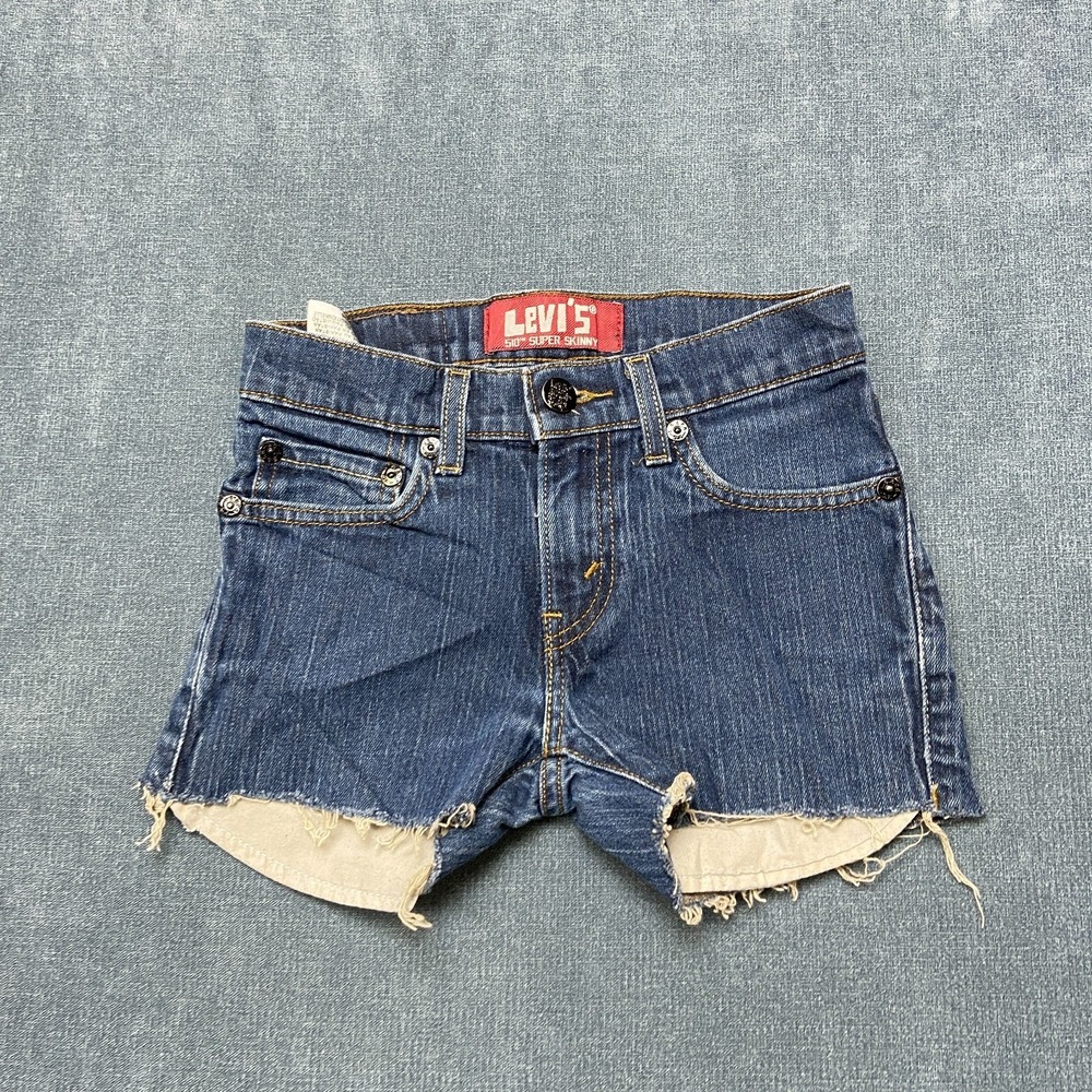 Y2K Levi's 510 Super Skinny Cut-Off Shorts Womens 10 Blue Denim Cotton